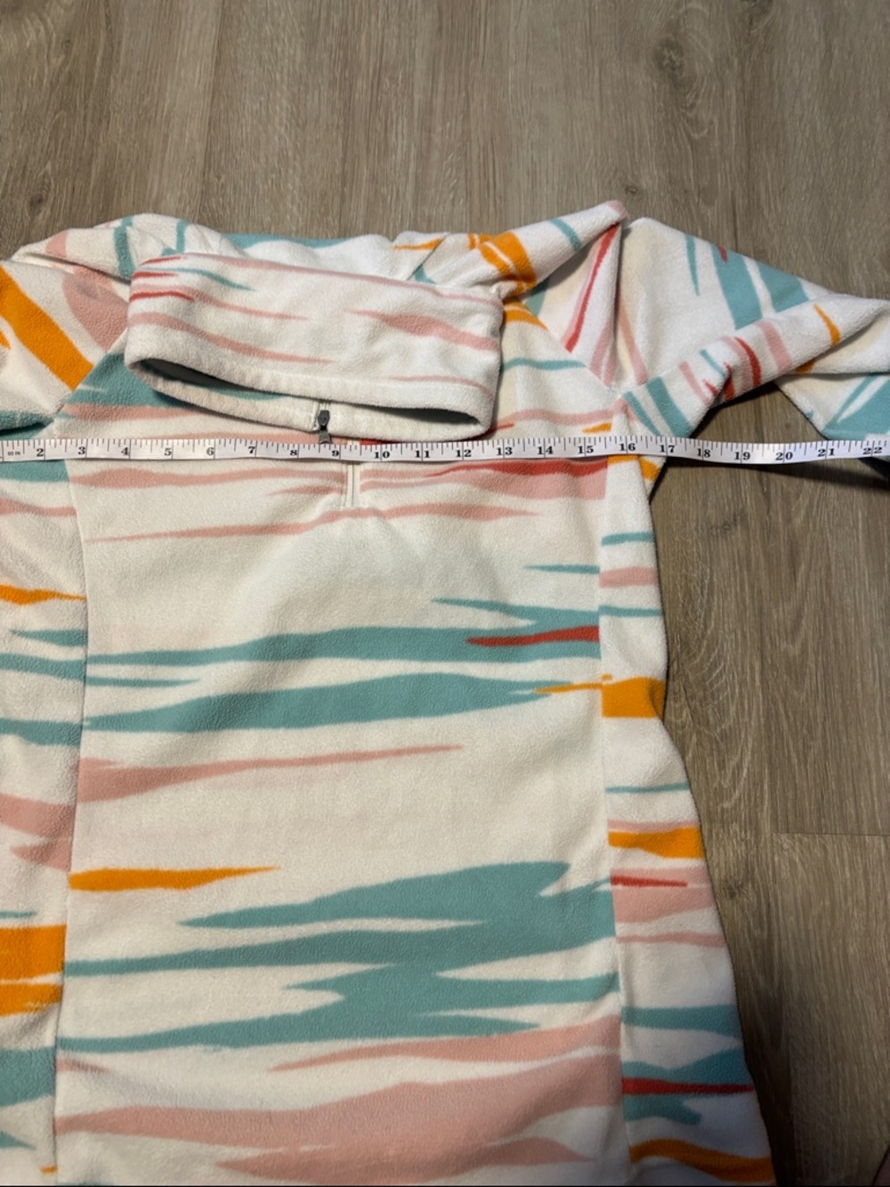 Columbia White Fleece Half-Zip with Teal, Pink & Mustard Stripes - Picture 3 of 3